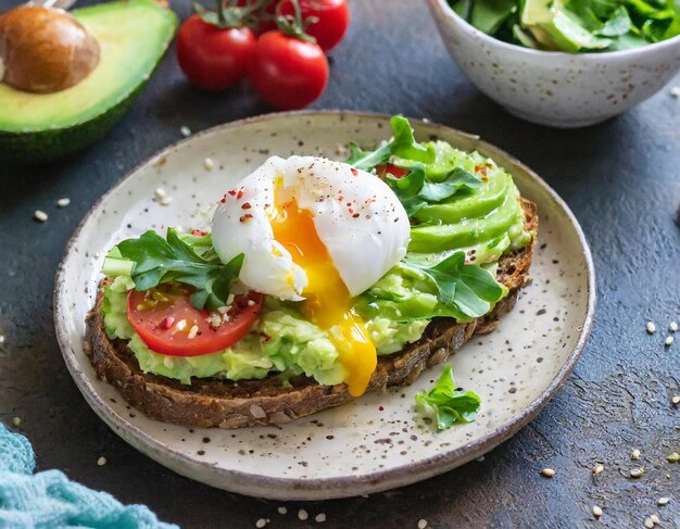 A vibrant assortment of healthy recipes including avocado toast, berry smoothie bowl, quinoa salad, baked salmon with asparagus, and chia seed pudding.